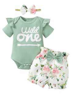 PRICES MAY VARY. The cute ruffled shorts design and wild one print on the birthday bodysuit will make your baby extra cute at the birthday party with this 1st birthday outfit This 1st birthday outfit,one year old birthday clothes is a great birthday present for your baby and you will love it Baby girl 1st birthday bodysuit are made of soft,comfortable and breathable fabrics that won't hurt your baby's skin This 1st birthday girl outfit is great as a gift for your baby to wear at a birthday party First Birthday Spring Cotton Bodysuit, Spring Cotton Bodysuit For First Birthday, Fitted Bodysuit For First Birthday In Summer, First Birthday Spring Bodysuit, Spring First Birthday Bodysuit, Cute Summer Diaper Cover For First Birthday, Short Sleeve Bodysuit For Summer Birthday, Short Sleeve Bodysuit For Birthday In Summer, Playful Summer Sets For First Birthday