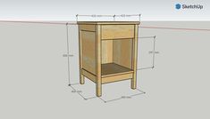 a wooden cabinet is shown with measurements for the top and bottom section, including one drawer