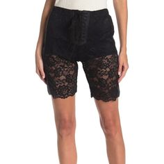 A Scalloped Hem Complements The Delicate Lace Of These Cyclist Shorts With A Dramatic Lace-Up Waist. 12" Rise, 7" Inseam Elastic Waist With Lace-Up Closure Lace Construction Scalloped Hem 86% Polyamide, 14% Elastane Condition New With Tag Lululemon Biker Shorts, Nike Pro Spandex, Black Biker Shorts, Sports Shorts Women, Black Bike, White Camo, Cycling Shorts, Women Essentials, Shorts With Tights