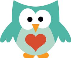 an owl with a heart cut out on it's chest is shown in the shape of a heart