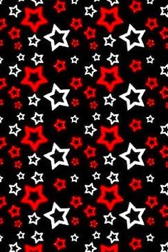 red, white and black stars are arranged in rows on a black background that is very similar to the same pattern