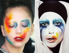 'applause' Makeup Lady Gaga http://style.mtv.com/2013/08/13/lady-gaga-applause-face-paint/ Lady Gaga Body, Lady Gaga Face, Ball Themes, Makeup Looks Dramatic, Gaga Costume, Gaga Makeup, Lady Gaga Applause, Lady Gaga Artpop