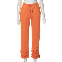 Drawstring Mid Waist Loose Fit Jogger Sweatpants High Waist Solid Color Sweatpants With Drawstring, High Waist Sweatpants With Drawstring, High-waist Sweatpants With Drawstring, Fitted Pants With Drawstring, Orange Drawstring Bottoms For Loungewear, Jogging Pants Women, Pant Women, Fitted Joggers, Jogging Pants