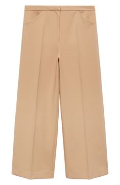 A neat crease polishes these desk-to-dinner pants cut with abbreviated wide legs. Zip fly with hook-and-bar closure Front slant pockets; back welt pockets Lined 75% polyester, 19% viscose, 6% elastane Machine wash, line dry Imported Classic Wide-leg Culottes For Formal Occasions, Chic Wide Leg Pants For Office With Straight Hem, Chic Wide Leg Pants For Office, Workwear Wide Leg Ankle-length Pants With Welt Pockets, Workwear Wide Leg Pants With Welt Pockets, Chic Wide Leg Pants For Workwear With Straight Hem, Chic Wide Leg Pants For Workwear, Classic Wide Leg Culottes For Work, Classic Wide Leg Culottes