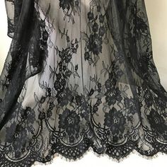 Black Lace Curtains, Lace Curtains Bedroom, Veils Wedding, Bridal Veils, Lace Curtains, Chantilly Lace, Tulle Lace, Bridal Veil, Vintage Textiles