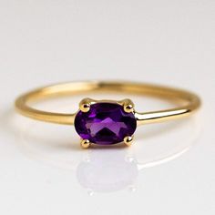 Ring Bride, Bride Ring, Birthstone Engagement Rings, Amethyst Birthstone, Local Eclectic, Solid Gold Band, Oval Ring, Handmade Jewelry Gift, Semi Precious Stone