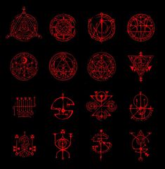 an image of different types of symbols in red on black background stock photo - budget conscious