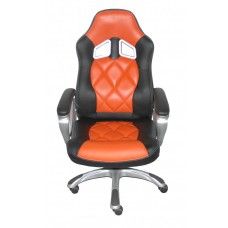 an orange and black office chair