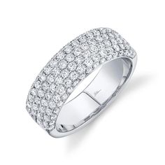 a white gold ring with pave set diamonds