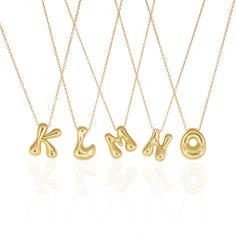 Gold-plated initial charm necklace Measures 16" with 2" extender chain. Monarch Butterfly Necklace, Bubble Letter Necklace, Bubble Letter, Sky Collection, Bubble Letters, Travel Jewelry Case, Heart Gemstone, Lucky Star, Star Jewelry