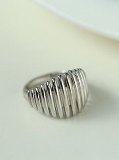 Modern Sterling Silver Dome Ring For Wedding, Elegant White Gold Open Band Signet Ring, Elegant Metal Dome Ring With Polished Finish, Elegant Sterling Silver Open Signet Ring, Silver Minimalist Rings For Formal Occasions, Elegant White Gold Sterling Silver Signet Ring, Elegant Dome Ring With Polished Finish, Elegant Sterling Silver Dome Ring Gift, Elegant Metal Dome Ring As Gift