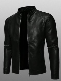 Men's Faux Leather Jacket, Windproof, Casual Sports Outwear For Autumn Black   Long Sleeve PU Leather Plain None Non-Stretch  Men Activewear, size features are:Bust: ,Length: ,Sleeve Length: Leather Men Jacket, Faux Leather Jacket Men, Men Activewear, Sport Jacket Men, Motorcycle Jacket Mens, New Mens Fashion, Pu Leather Jacket, Outdoor Men, Leather Motorcycle Jacket