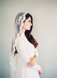 Lace Mantilla Wedding Veil Spanish Veil Classic Veils, Spanish Veil The Wedding Veil Shop, Elegant Long Sleeve Wedding Dress Lace With Headscarf, Bridal Floral Crown + Mantilla, Spanish Veil, Mantilla Veil Wedding, Lace Mantilla Veil, Boho Veils, Simple Veil