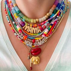 Art • Instagram Acetate Jewelry, Vibrant Accessories, Charm Necklace Diy, Colorful Statement Necklace, Pop Jewelry, English Room, Happy Jewelry, Rainbow Jewelry