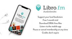 an iphone with headphones on top of it and the words libro fm above it