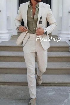 This is a Classy 2 Piece Suit by fixashop /crafted from high quality fabric and imported materials. Our products are handcrafted by experienced tailors who make sure the that the stitching is precise, lining is proper and the overall product is sturdy enough to not go out of shape for more than a few years. Also all our products have extra margins in their length, sleeves, sides so it's easily alterable if your size changes after some time. To see more available colours and designs in this colle Tailored White Suit For Summer, White Tailored Suit For Summer, Elegant Summer Groom Sets, Tailored White Summer Suit, Fitted Wedding Sets For Summer, White Summer Wedding Suit, Groom Suit Summer, Suits Party Wear, Party Wear Suits