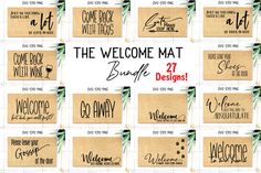 the welcome mat bundle is shown with different font styles and designs for each individual item