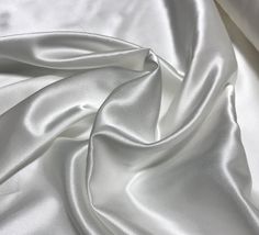 White - Silk/Cotton Satin Fabric52% Silk 48% Cotton Sewing Artwork, Pastel Grey, Gray Silk, Gray Aesthetic, Satin Color, White Satin, White Silk, Colorful Drawings, Silver Wedding