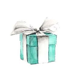 a watercolor drawing of a present box with a bow on it's top