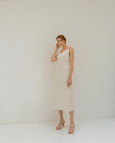 Evelyn Ivory Slip Dress / Backless Tea Length Satin Dress / | Etsy Vietnam Elegant Satin Midi Dress For Daywear, Elegant A-line Slip Dress For Dress Down Occasions, Elegant A-line Slip Dress For Casual Occasions, Elegant A-line Slip Dress For Casual Wear, Casual A-line Slip Dress, Elegant Cream Slip Dress For Daywear, Feminine Silk Midi Dress For Dinner, Elegant Satin Dress With Spaghetti Straps For Brunch, Cream Dresses With Bias Cut And Spaghetti Straps