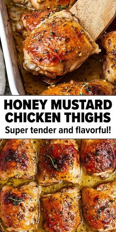 Honey mustard chicken thighs Honey Mustard Chicken Thighs, Mustard Chicken Thighs, Honey Mustard Chicken, Chicken Thigh Recipes Baked, Mustard Chicken, Fantasy Homes, Chicken Dishes Recipes, Idee Pasto Sano, Chicken Thigh Recipes