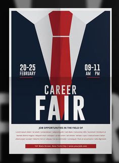 a poster for a career fair with a tie on it's shirt and necktie