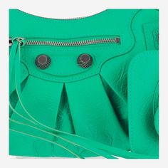 100% Lambskin Green Belt Bag With Zipper Closure, Designer Green Leather Shoulder Bag, Leather Belt Bag With Removable Pouch For Shopping, Green Leather Shoulder Bag With Zipper Pocket, Designer Green Soft Leather Shoulder Bag, Designer Shoulder Bag With Zipper Pocket For Shopping, Kurt Geiger Heels, Cristóbal Balenciaga, Balenciaga Shoes