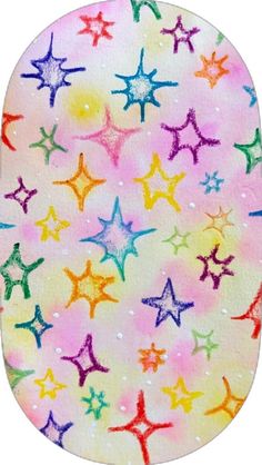 an image of colorful stars on a white background with pink, yellow and green colors