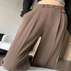 These lightweight and breathable Casual Loose Fit High Waist Wide Leg Pants For Female are perfect for summer days. With a flat front and a high waist, these pants are both fashionable and comfortable. The solid pattern and button fly closure make them look stylish, while the broadcloth fabric, slight stretch, and loose fit keep you comfortable. Specification: Season: Summer Pant Style: Straight Front Style: Flat Waist Type: High Pattern Type: Solid Decoration: Button Closure Type: Button Fly Fa Solid Color Straight Dress Pants For Summer, Summer Solid Color Straight Dress Pants, Summer Straight Dress Pants Solid Color, Summer Straight Dress Pants In Solid Color, Wide Leg Harem Pants For Work, Solid Color Wide Leg Harem Pants For Work, Wide Leg Solid Harem Pants For Work, Solid Wide Leg Harem Pants For Work, Business Casual Solid Color Trousers