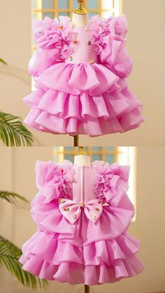 Such a cute and beautiful dress is so heart-warming. Tiered Party Dress With Bow, Tiered Ruffle Princess Dress For Dress-up, Tiered Princess Dress With Ruffles For Dress-up, Sweet Princess Dress For Party, Pink Tiered Princess Dress For Spring, Tiered Pink Princess Dress For Spring, Tiered Ruffle Princess Dress, Tiered Princess Dress With Ruffles, Princess Dress With Ruffles And Tiered Design