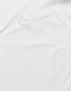 Nike Sb Luxury Embroidered Tee. Embroidery Across Chest. Ribbed Crew Neckline. Loose Fit. Flag Logo At Lower Left Seam. Short Sleeves. 100% Cotton. Machine Wash. Imported. White Short Sleeve Tops With Tonal Embroidery, White Cotton Tops With Tonal Embroidery, Tee Embroidery, Embroidered Tee, Flag Logo, Nike Sb, Mens Tees, Crew Neckline, Loose Fitting