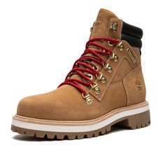 Timberland 6 In Premium Vibram Waterproof Boot Wheat Nubuck - Tb 0a2kkm 231 This Season, We Reimagine Our Icon With Double Padded Collars, Vibram Rubber Outsoles And Pops Of Red And Gold To Celebrate The Holiday Season. Better Leather Is Made Using Less Water, Energy And Chemicals Than Traditional Tanning Methods. Insulation And Linings Are Made Using Recycled Plastic. Better Leather From A Tannery Rated Silver For Its Water, Energy, And Waste Management Practices Rebotl Fabric Linings Made Of A Timberland Earthkeepers Boots, Brown Timberland Boots, Timberland Leather Boots, Timberland Boots Mens, Timberland Premium, Timberland 6, Leather Hiking Boots, Water Energy, Steel Toe Boots