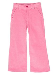 bubblegum pink cotton corduroy high-waisted belt loops button fly fastening classic five pockets logo patch to the rear slight flare Corduroy Trousers, American Fashion Designers, Boys Bottoms, Kenzo Kids, Boys Accessories, Stella Mccartney Kids, Casual Trousers, Bubblegum Pink, Bottom Clothes