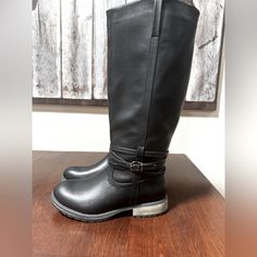 Nwot Black Vegan Leather Anna Riding Boots. Size 8. Full Zipper Side. Black Knee-high Boots With Round Toe For Riding, Fitted Leather Knee-high Boots With Zipper Closure, Black Knee-high Boots With Leather Lining, Medium Width, Black Knee-high Boots With Zipper Closure, Medium Width Knee-high Boots With Zipper Closure, Black Vegan, Vegan Shoes, Shoes Heels Boots, Riding Boots