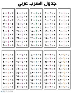 an arabic language worksheet with the letters and numbers in different colors on it