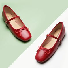 ▼Description Inspired by classic ballet shoes and mary janes, these mary jane flats showcase a timeless round-toe design and smooth finish, reminiscent of a poised ballerina. They feature a delicate bow embellishment, as well as an adjustable strap, ensuring a secure fit while adding a touch of feminine refinement. ◄Details ‧ Upper: Vegan Leather‧ Lining: Soft Lambskin‧ Memory Foam Pad‧ Sole: Rubber‧ Square Toe‧ Slip-on Closure‧ Back Paddles Included ‧ Bowknot DecorationDimensions‧ Heel Height: Classic Red Ballet Flats With Round Toe, Classic Red Round Toe Ballet Flats, Formal Mary Jane Ballet Flats, Round Toe Ballet Flats With Bow, Classic Closed Toe Mary Janes, Classic Ballet Flats With Bow And Round Toe, Double Earrings, Mary Jane Ballet Flats, Heel Grips