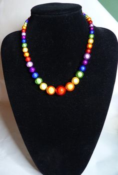 Rainbow Miracle Bead Glow Bead Graduated Necklace Pride Necklace 3D illusion bead necklace. Bead in Rainbow Beaded Necklaces With Wooden Beads As Gift, Rainbow Beaded Necklace With Colorful Beads, Vibrant Rainbow Beaded Necklace For Gift, Adjustable Rainbow Necklaces With Polished Beads, Rainbow Necklace With Round Wooden Beads, Adjustable Rainbow Polished Beads Necklace, Rainbow Wooden Beads Round Necklaces, Cheap Rainbow Necklace With Large Beads, Rainbow Necklaces With Large Round Beads