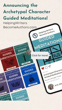 the guided meditation app on an iphone with text overlaying it and images of books