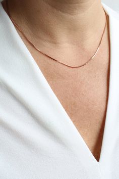 Rose Gold Snake Chain Necklace, Rose Gold Snake Necklace, dainty rose gold chain necklace, rose gold chain, gift for her, gift Rose Gold Snake Chain necklace is subtle, sophisticated and easy layering with everything. This jewelry piece is subtle, sophisticated and an elegant piece made for easy layering with everything. * Chain Length: 18 inches * Chain Style: Snake, gold plated * Chain width: 1.5mm * Secured with a lobster clasp Your necklace comes with an ultra-soft faux-suede pouch to protec Gold Snake Necklace, Rose Gold Chain Necklace, Three Necklaces, Dainty Rose, Gold Snake Chain, Snake Chain Necklace, Necklace Rose Gold, Snake Necklace, Rose Gold Chain