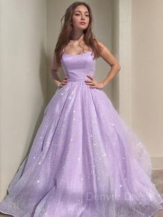 A-Line Square Floor-Length Tulle Prom Dresses For Black girls With Beading Sparkly Prom Dresses Long, Lilac Prom Dresses, Sparkly Prom Dress, Winter Formal Dresses, Spaghetti Strap Prom Dress, Sequin Formal Dress, Purple Prom Dress, Cute Prom Dresses, Backless Prom Dresses