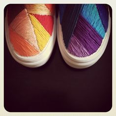 Clothing Alterations, Embroidery Crafts, Creative Shoes, Shoes Diy, Embroidered Canvas, Diy Summer, Embroidered Shoes