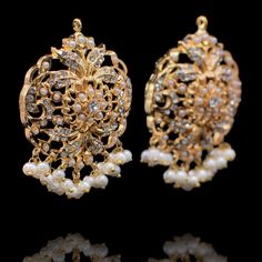 Meticulously designed to perfection! Classic pair of earrings adorned with beautiful CZ stones and pearl detailing. Approximate earrings length is 2". Gold-plated on high-quality brass as base metal. Made by order. Kindly allow 5-7 weeks for the delivery of this item. For custom or urgent requests, please contact support@alacouture.com. *Please Note: We use faux stones and beads in all of our jewelry. Unique Gift Cards, Faux Stone, Cz Stone, Base Metal, Gold And Silver, Beautiful Jewelry, Free Gifts, Silver Gold, Diamond Earrings