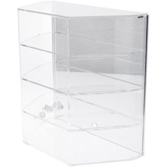 a clear plastic box with three drawers