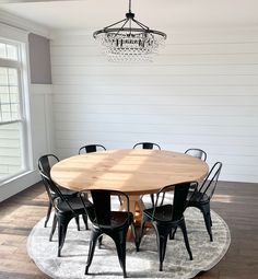 Pictured is a 72 W Rustic Alder table is a Natural Finish. Pictured is 8 Metal Chairs is a Black Finish. Round Dining Table Modern Farmhouse, Modern Farmhouse Round Dining Table, Williamstown Kentucky, Small Breakfast Nook, Circle Dining Table, Small Breakfast, Wild Wonder, Pretty Homes, Real Wood Furniture