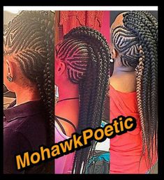 Kickball hair Black Hair Updo Hairstyles, 2 Braids, Faux Locs Hairstyles, Mohawk Hairstyles, Girls Braids, Cornrows Braids