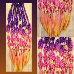 Purple Pink and Yellow Ombre Sunset Inspired Puffy Festival Rave Braid Extensions Sunset Braids, Braids Purple, Hair Extensions Braids, Extensions Braids