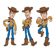 three different poses of the same man in cowboy outfits