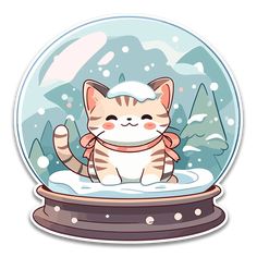 a snow globe with a cat inside it