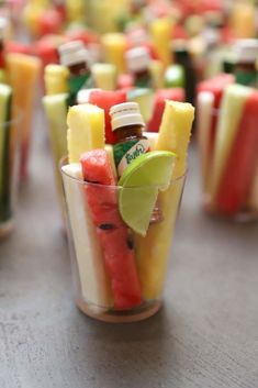 small cups filled with different types of fruit