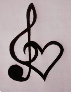 a musical note with a heart in the middle